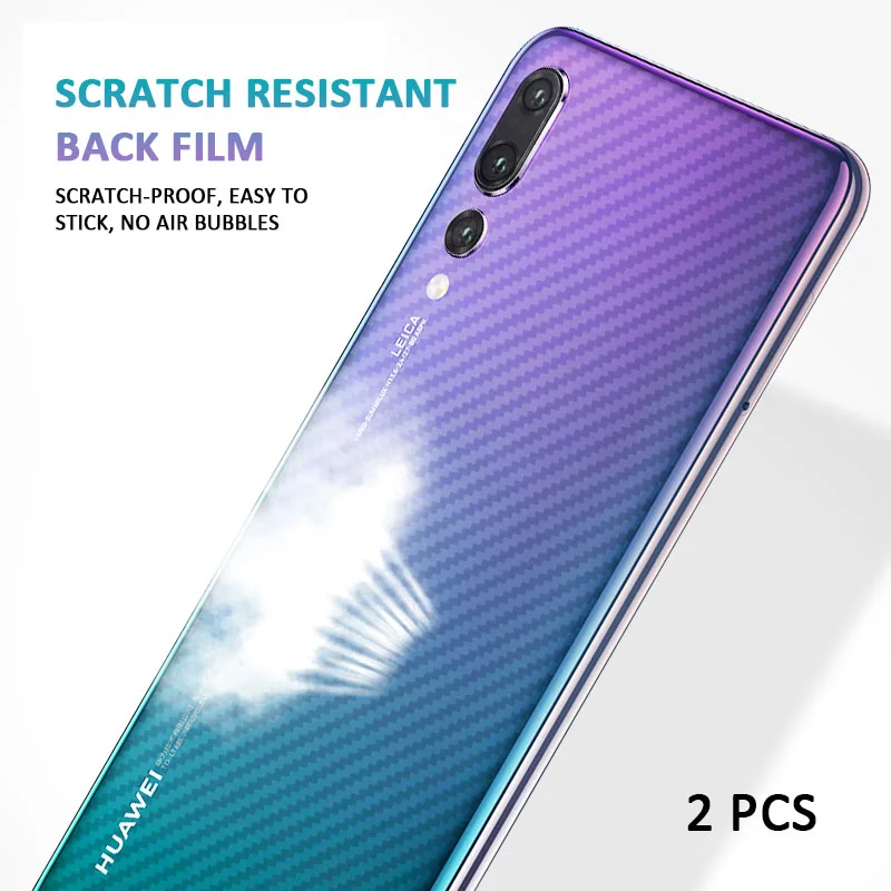 2 PCS Мягкий чехол из углеродного волокна и задняя защитная пленка для huawei honor 9 10 lite 7A 8A P10 P20 p30 Коврики 20 Y5 Y6 Y9 Y7 Pro Prime чехол Защитная пленка - Цвет: 2 PCS