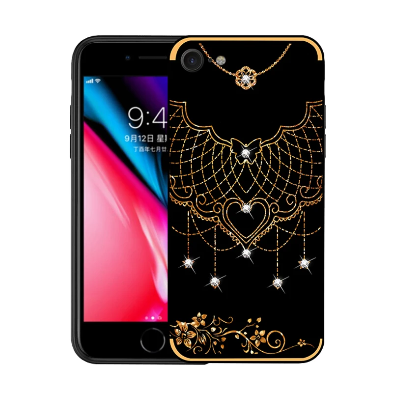 NXE Pattern Printing Rhinestone Decorated Soft TPU Case for iPhone X 7 8 / Plus Phone | Мобильные телефоны и аксессуары