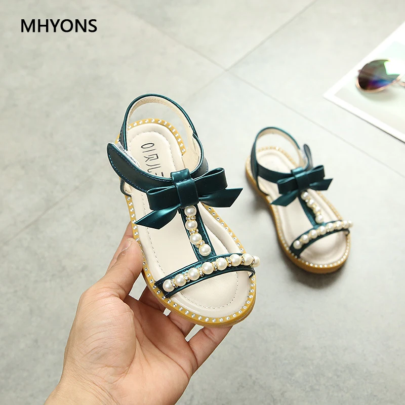 MHYONS 2019 новые детские летние туфли для девочек сандалии искусственная кожа цветы
