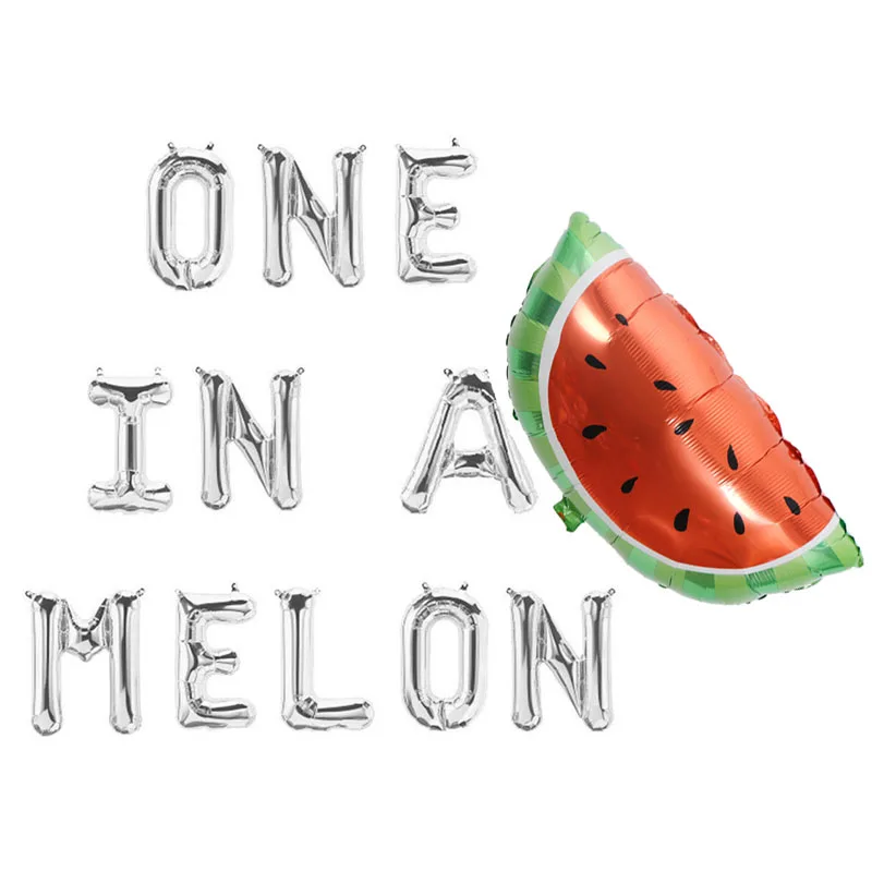 silver W watermelon 16 дюймов один в дыне фрукты фольга надувной Арбуз гелиевый воздух шары ребенок душ Decora арбуз для Гавайской вечеринки украшения вечерние - Цвет: silver W watermelon