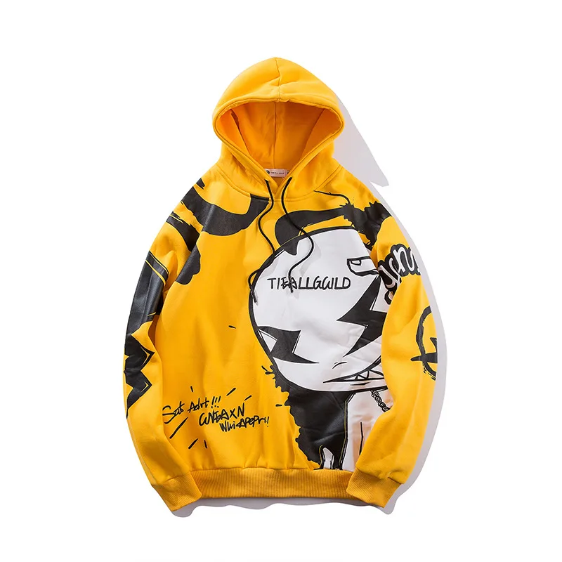 Мужская Флисовая Толстовка с капюшоном желтая хлопковая толстовка длинным