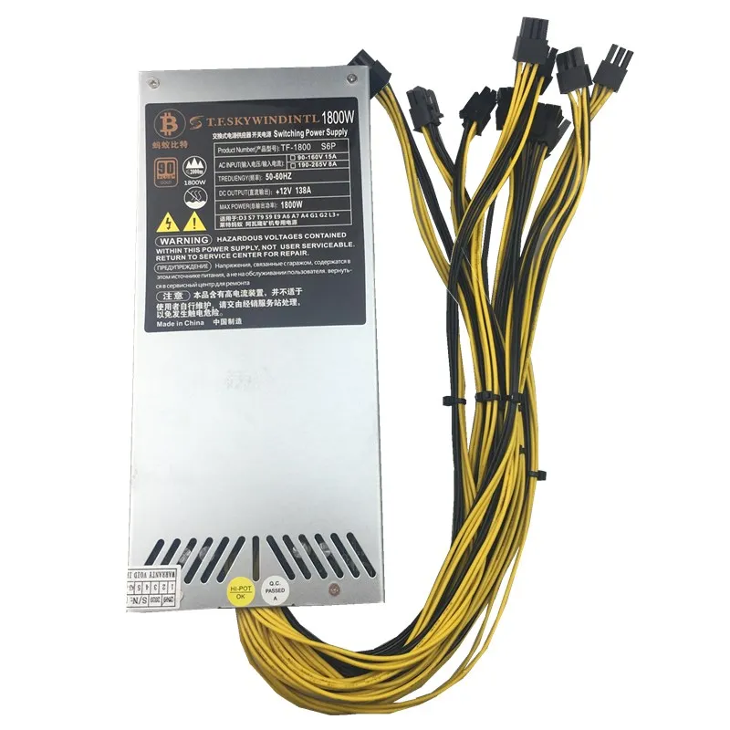 Блок питания 1U для майнинга блок ПК 1800 Вт 6P биткоинов Antminer S9 L3 + E3 X3 D3 S7|Блоки