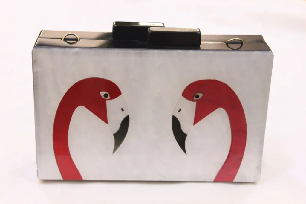 2015 hot explosion models of double head acrylic Flamingo love party hand bag shoulder handbag Acrylic Box Clutch Bag |