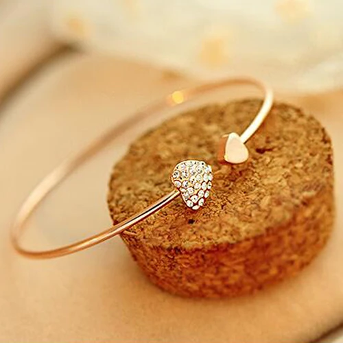 Горячие Для женщин кристалл сердце любовь рука манжеты открыть jewelry браслет