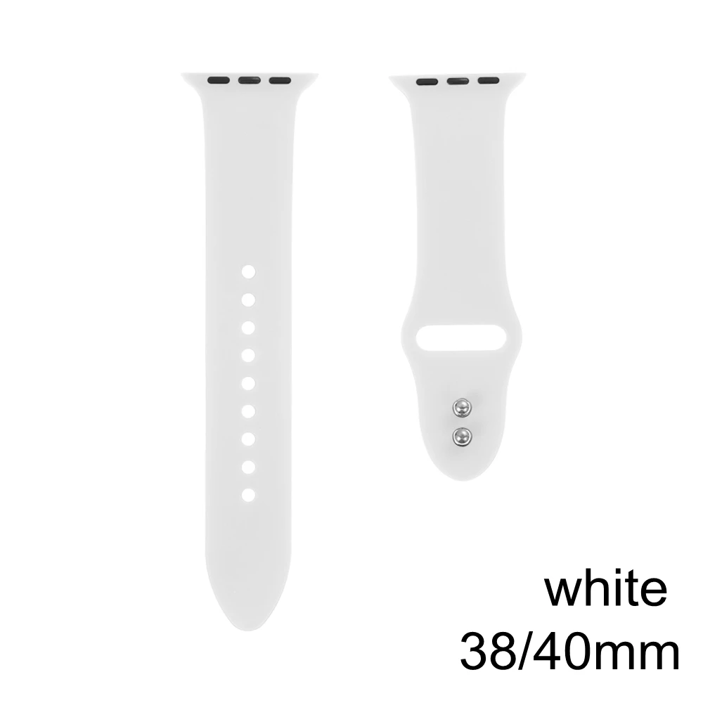 Белый Спортивный силиконовый ремешок для часов Apple Watch Series 4 3 2 1 38 мм 40 мм 42 мм 44 мм мягкий ремешок браслет для i Watch - Цвет: Белый