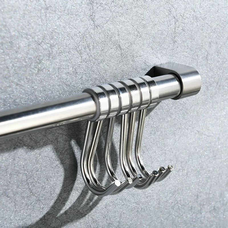 FLG Kitchen Racks Accessories Towel Holder with 6 Stainless Steel Hook Brushed Nickel Wall Mounted Shelves | Обустройство дома