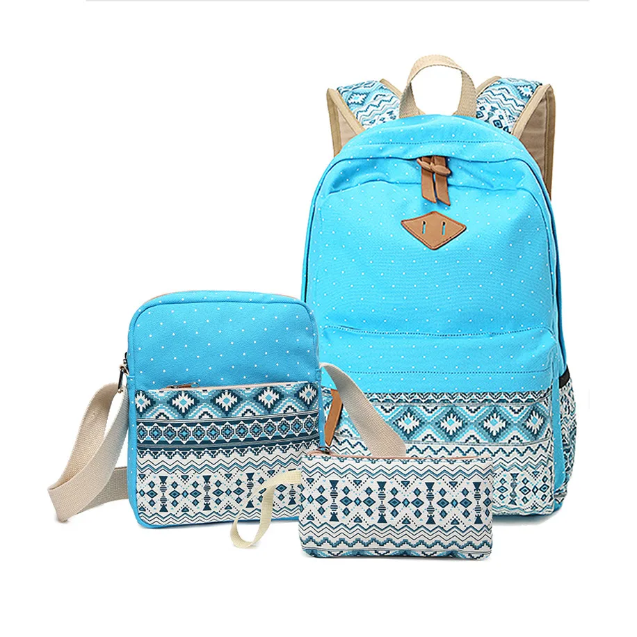 

OKKID vintage school bags for girls kids bag canvas school backpack women bagpack shoulder bags stationery pen pencil bag set