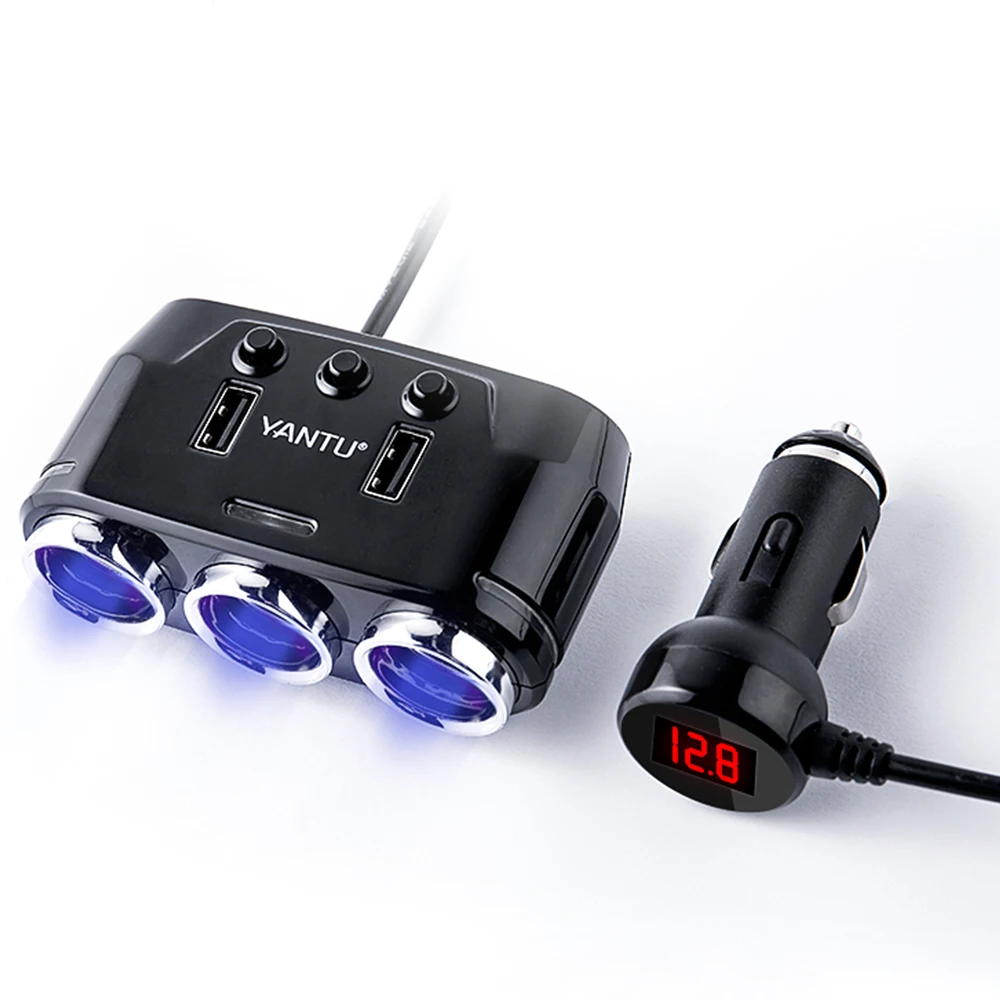 3 отверстия 12-24V устройство для автомобиля с двумя портами USB Зарядное Мощность