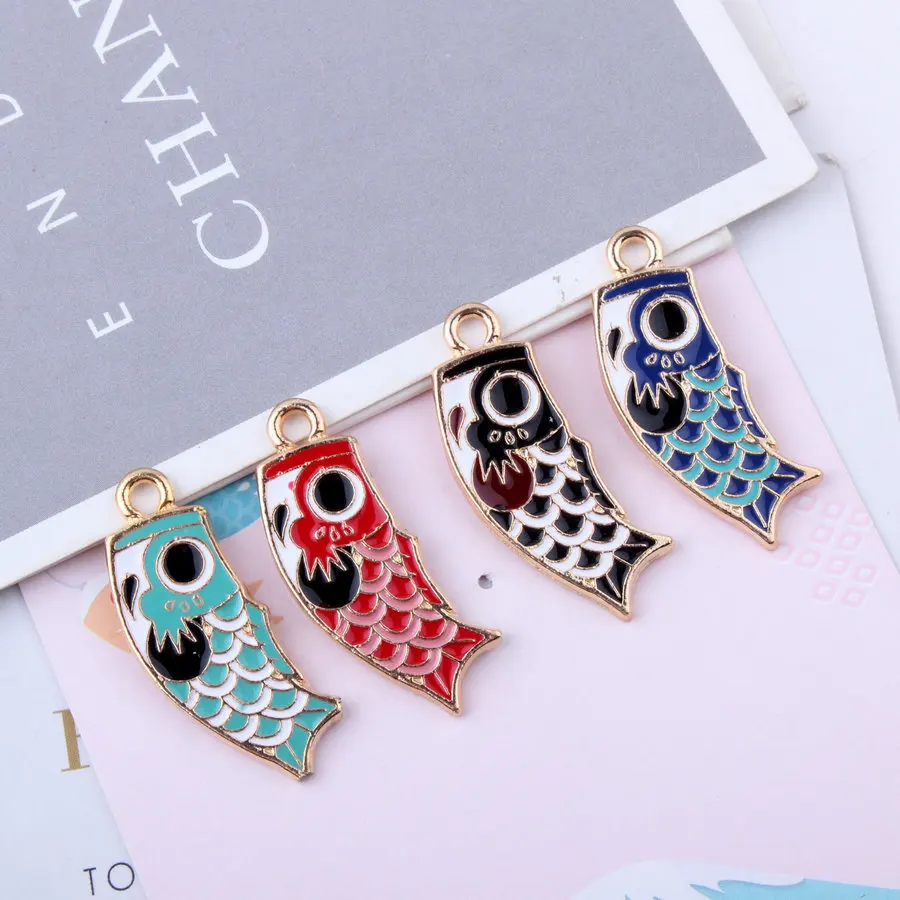 

Enamel Alloy Charms 40pcs/Lot 15*35MM Gold Tone Drop Oil DIY Jewelry Findings Ornament necklace Earring Animal Fish Pendants