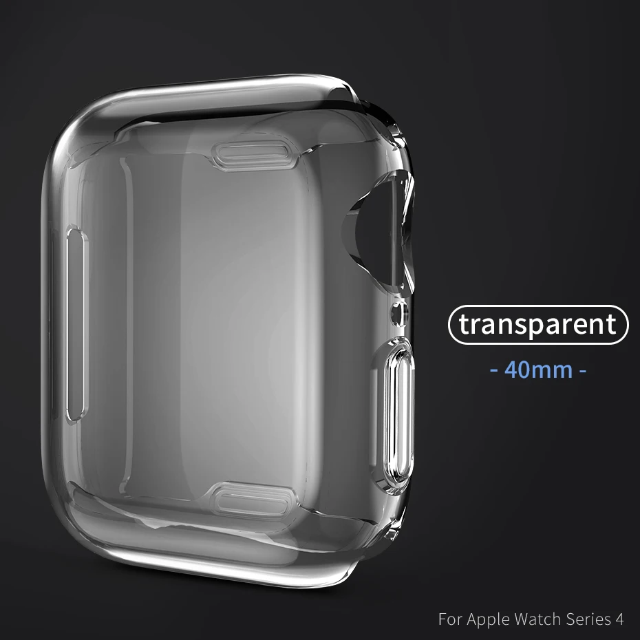HOCO Ультратонкий ТПУ Защитная пленка для Apple Watch 5 Полная прозрачная мягкая оболочка для IWatch Series 4, корпус 40 мм 44 мм - Цвет: 40mm