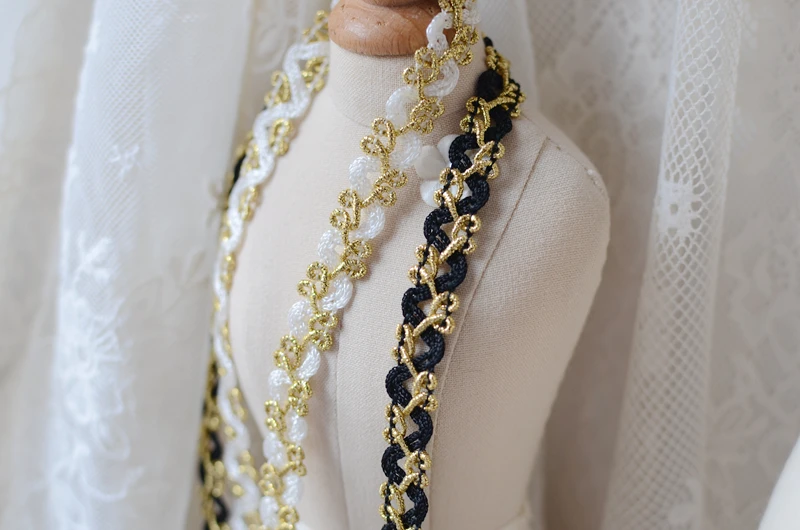 10 ярдов/волна с блестками Детские носки кружевом черный белый цвет ленты 1 см