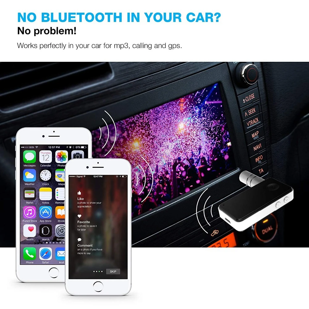 Dual Link Bluetooth 4.1 streambot handsfree car kit portable Wireless Stereo Music Receiver Auto Audio speaker Adapter | Электроника