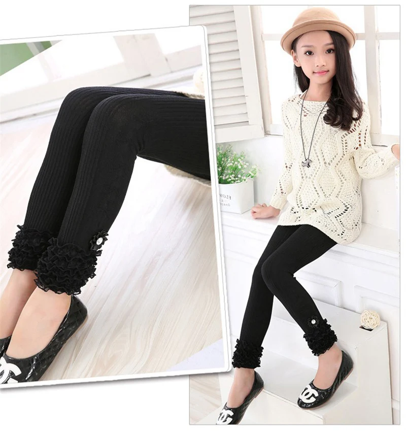 Детские леггинсы штаны для девочек с оборками цвет морской волны тройная оборка