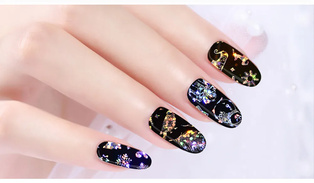 4 шт. наклейки для дизайна ногтей Санта-Клауса на снегу Рождество | Красота и