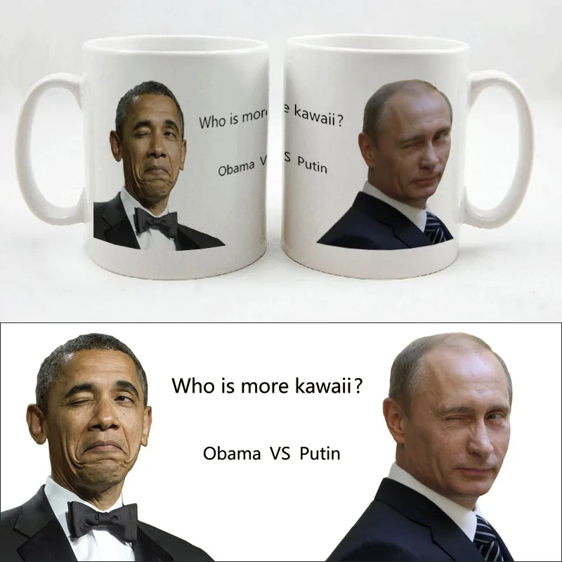 Wink Putin VS Blink Obama кто более кавайный? Новые модные кружки и для чая кофе|fashion mug|mug