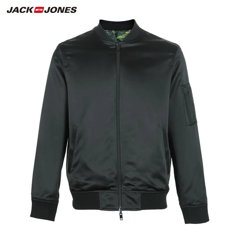 JackJones Мужская куртка черная камуфляжная двухсторонняя короткая бейсбольная