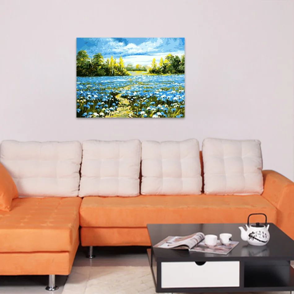 Высокое качество-защелка DIY картина маслом голубой любви окраска на холсте