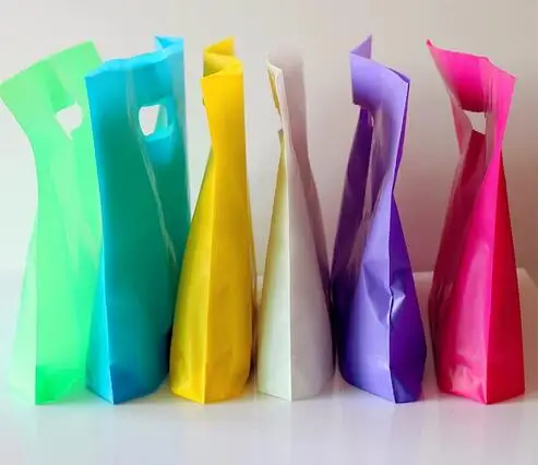 

50pcs Blue Pink Plastic gift bag with handle,Handle plastic shopping bag,wedding party gift shopping bag with handle