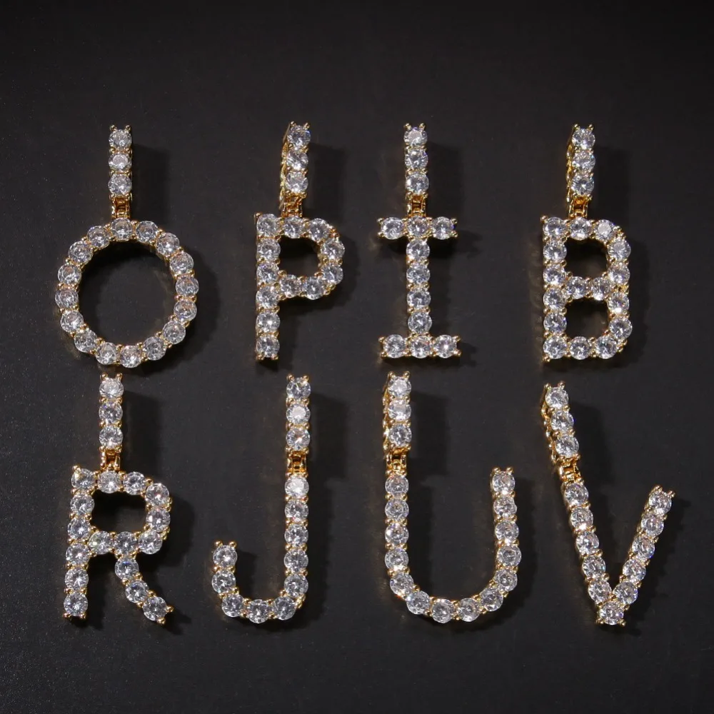 Хит ожерелье с подвеской из циркония 26 A-Z буквами для мужчин женщин панк