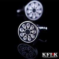 2 colors kflk luxury shirt cufflink for mens brand cuff buttons crystal cuff links black high quality abotoaduras jewelry