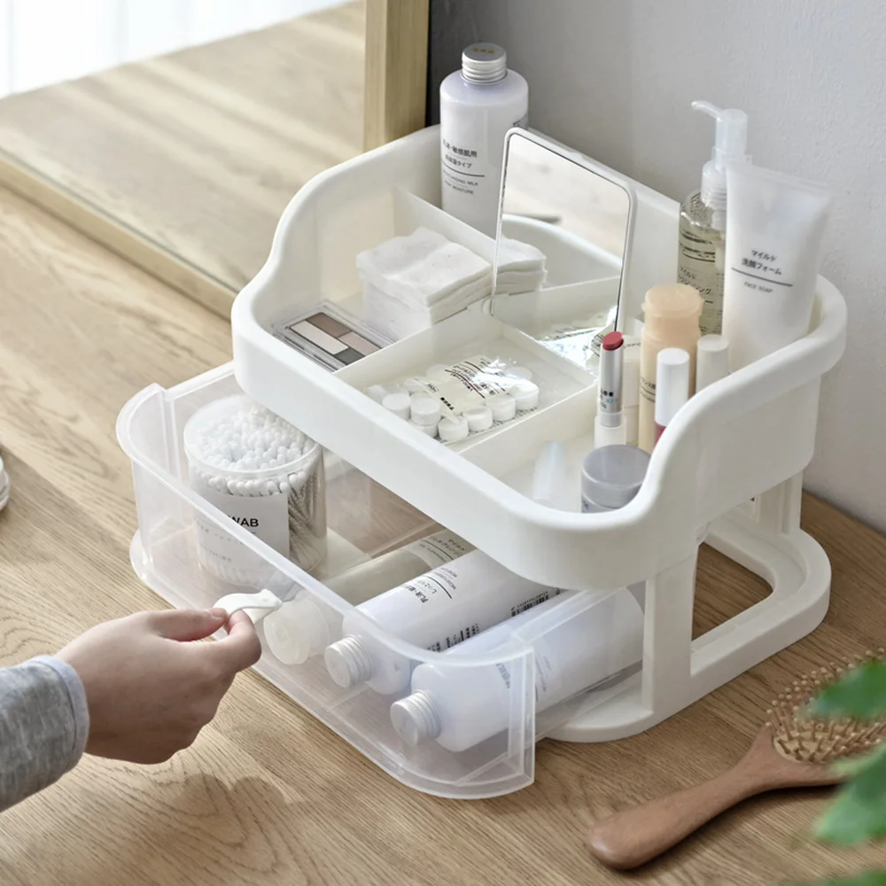 Прозрачный ящик для хранения косметики туалетный столик косметичка Экстра