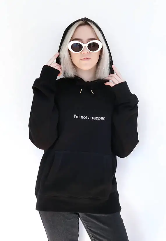 Skuggnas I'm Not a Rapper толстовки модный Повседневный пуловер Tumblr флисовая женская толстовка вдохновленная 90s Crewneck Мужская черная одежда