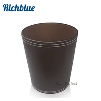 pu leather trash can round garbage bin creative waste paper basket kitchen rubbish bucket container storage bin for home