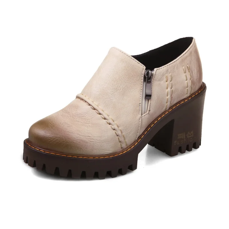 Женские кожаные ботильоны на молнии сезон весна-осень винтажные женские ботинки