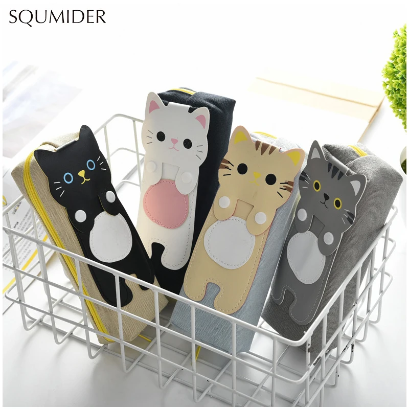 

Pencil Case Kawaii Cats Pencilcase Triangle/Quadrangle Stationery School Supplies Pencils Storage Bts Pencil Cases School Supply