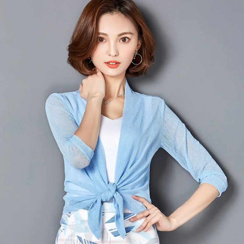 Candy Colors Lady Knitted Sweaters Plus Size M-3XL Elegant Women Fashion Solid Color Clothes Black Half Sleeve Cardigans |