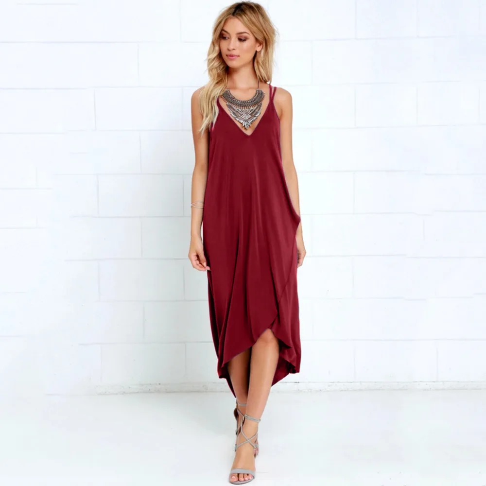 Женское летнее Boho Длинное Макси С АСИММЕТРИЧНЫМ ПОДОЛОМ Вечернее свободное