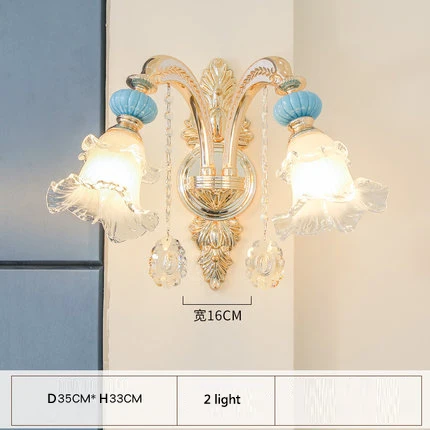 2 light wall lamp Европейская роскошная хрустальная люстра светильник ing гостиная спальня Ресторан хрустальная лампа отель клуб светильник керамика из сплава на основе Цинка Лампа - Цвет абажура: 2 light wall lamp