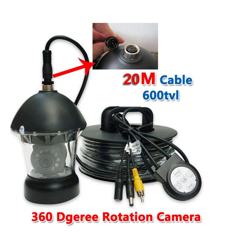 

360 degrees underwater monitor camera with 600TVL 20M cable