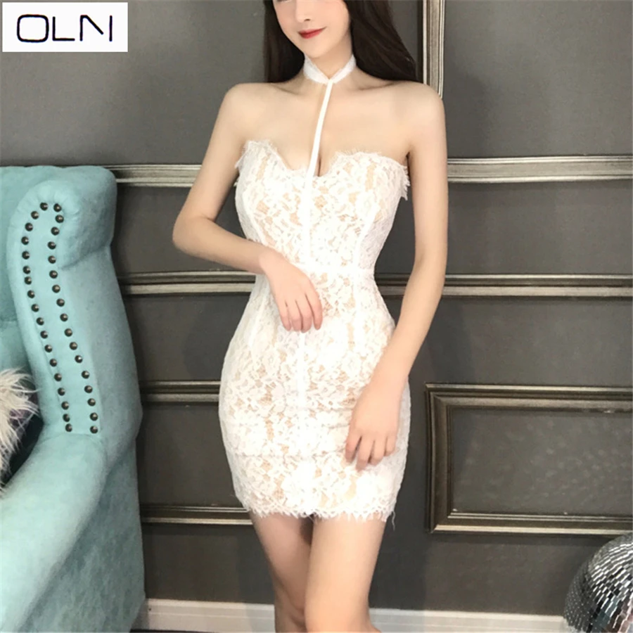 Летнее платье в Корейском стиле Vestidos OLN Новое поступление открытое кружевное с
