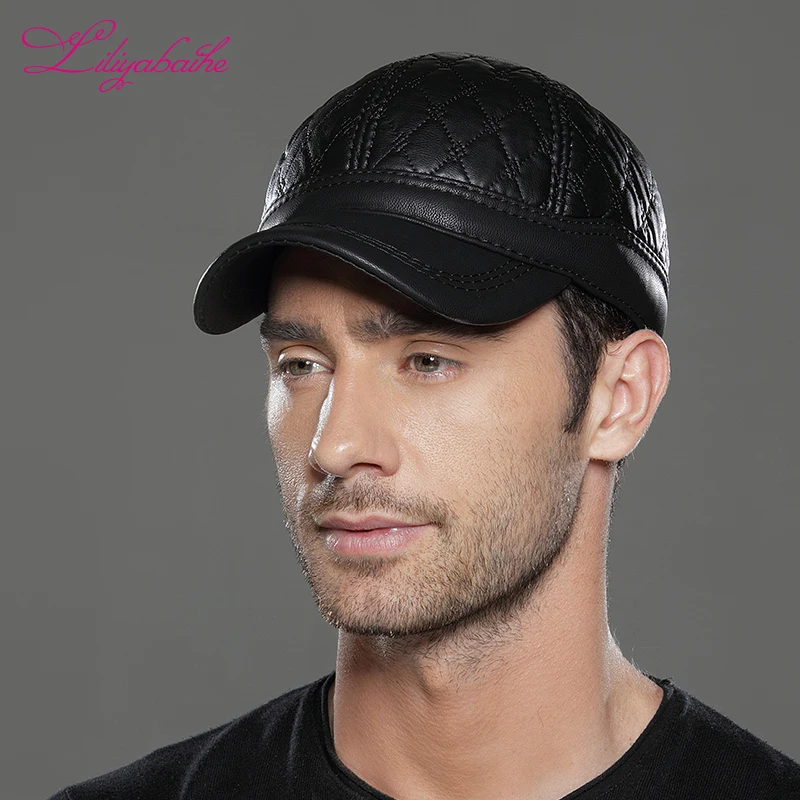 Liliyabaihe новые зимние мужские Шапки кожа шляпа Бейсболки Повседневное Diamond Швейные