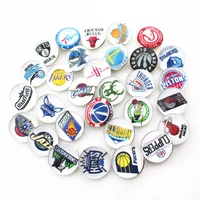 hot sale 32pcslot basketball teams glass snap buttons charms fit 18mm diy sports snap bracelet bangles jewelry making