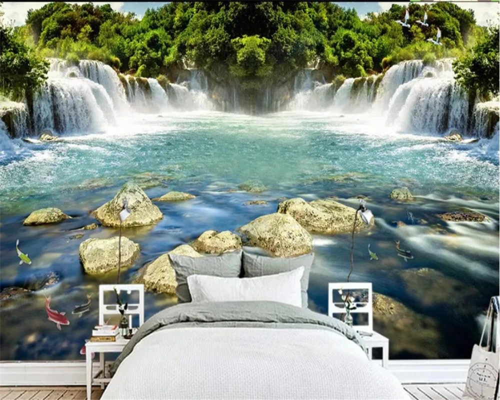Beibehang пользовательские обои 3d фото фрески Красивая вода текущий водопад экран