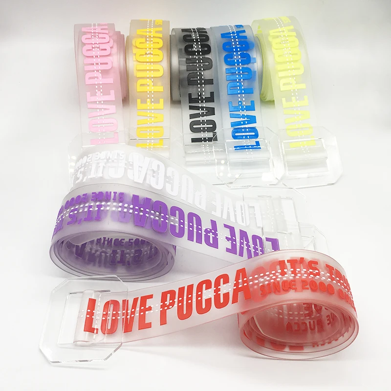 Новый осенний прозрачный пластиковый женский ремень 8 цветов из ПВХ модный