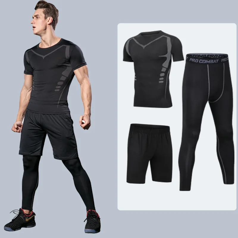 Style 7 Мужская одежда для тренажерного зала и фитнеса, спортивная одежда, быстросохнущие компрессионные костюмы, мужской набор для бега, облегающий спортивный Быстросохнущий костюм - Цвет: Style 7
