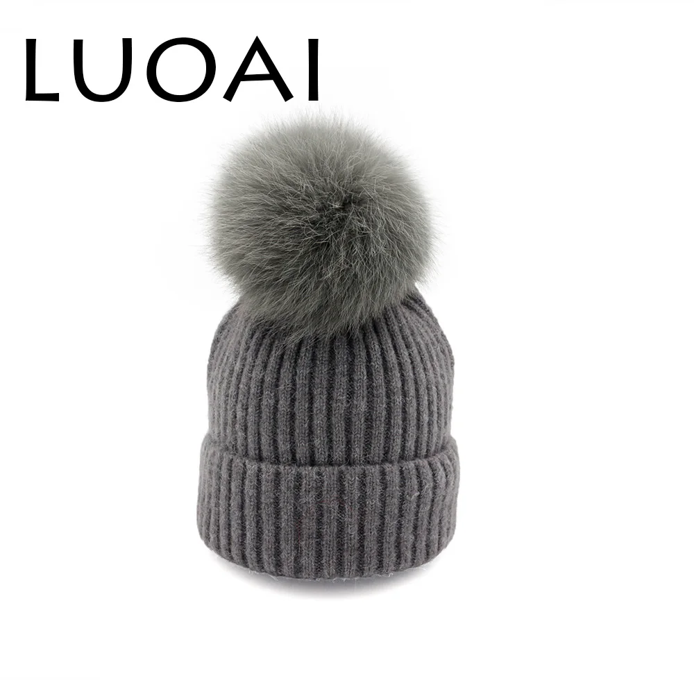 LUOAI кожа Для женщин Зимняя обувь с мехом кролика POM Hat толстой подошве шляпа