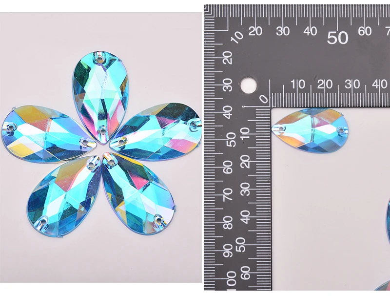 JUNAO 17x28 мм Aqua Blue AB кристалл большие стразы в виде капли швейная аппликация из страз с плоской задней частью драгоценные камни акриловые кристаллы Камни для рукоделия