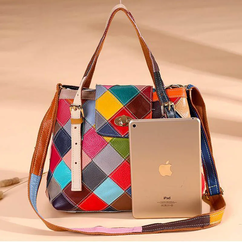 Новая модная дизайнерская женская сумка San Maries повседневные красочные клетчатые
