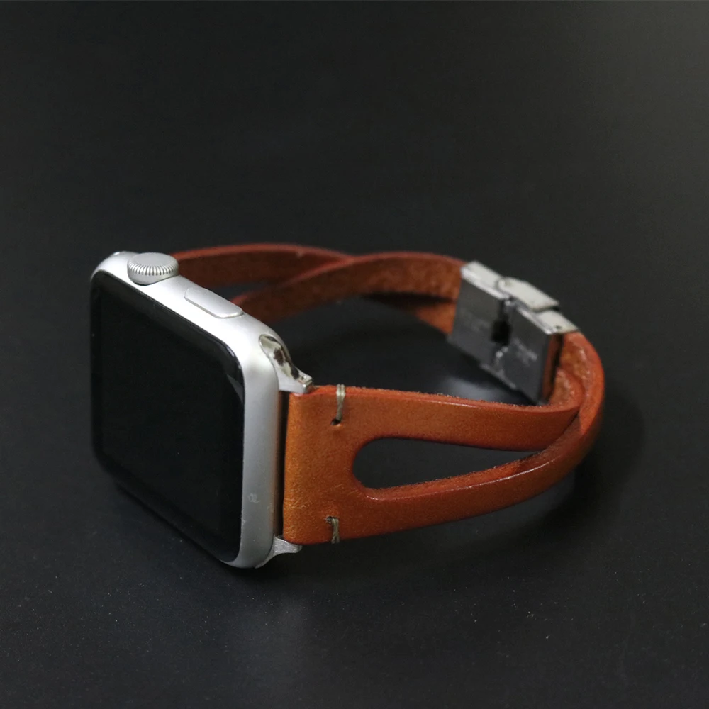 Ремешок ручной работы из воловьей кожи для Apple Watch 38 мм 40 Series 1 2 3 4 5 браслет iWatch 42 44