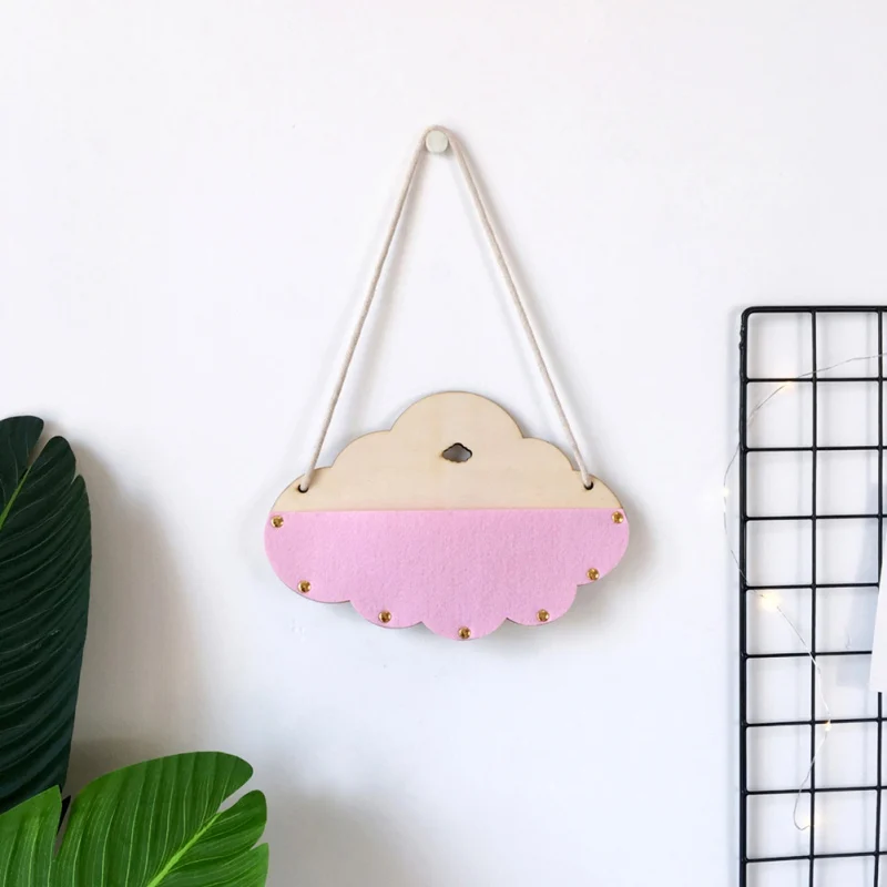 Скандинавский деревянный подвесной Настенный декор фетр облако подвесная сумка