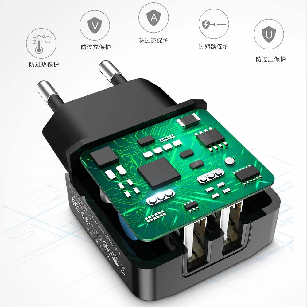 USB штепсельная вилка EU розетка автомобильное быстрое зарядное устройство с двумя