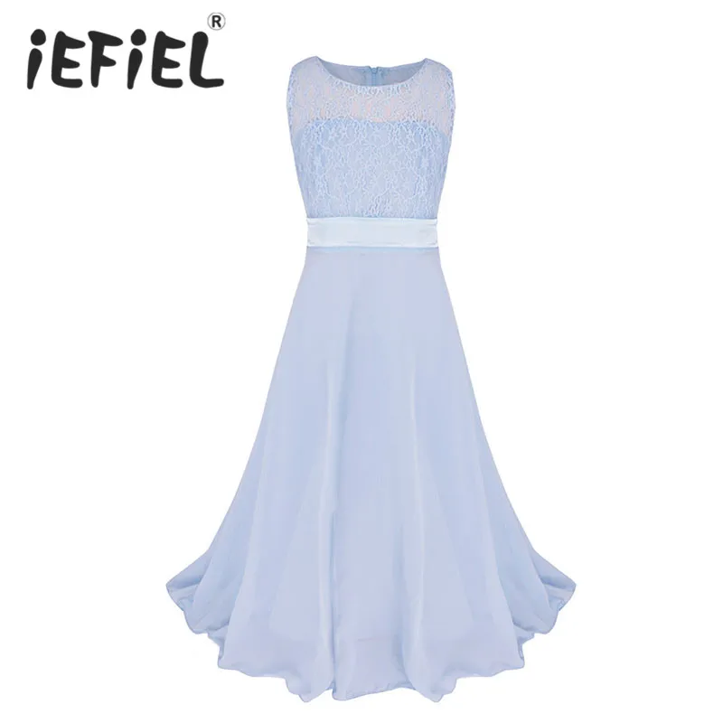 

iEFiEL Kids Girls Flower Lace Dress for Party and Wedding Bridesmaid Floral Girl Dress Ball Gown Prom Formal Maxi Dress 4-14Y
