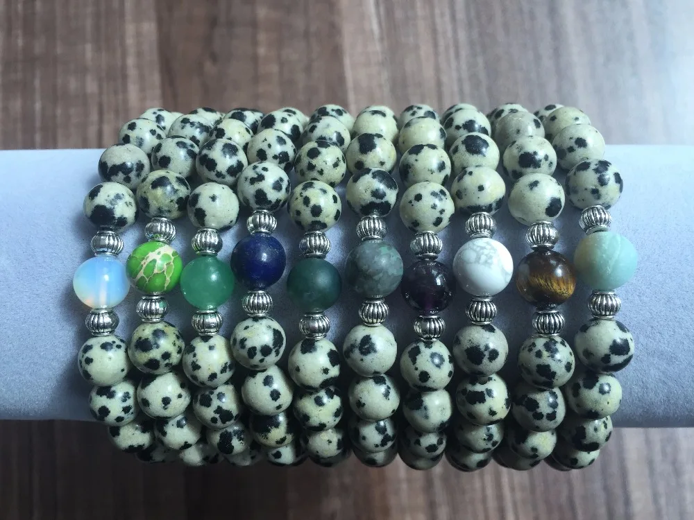 Браслеты с бусинами Rouns для женщин и мужчин браслет из далматинского жаспера 8 мм