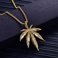 men women golden silver color hemp leaf pendants link chains hip hop jamaica esserteauiana jewelry necklaces