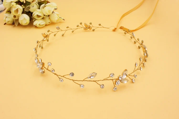 Женский обруч для волос SLBRIDAL простой винтажный с прозрачными кристаллами