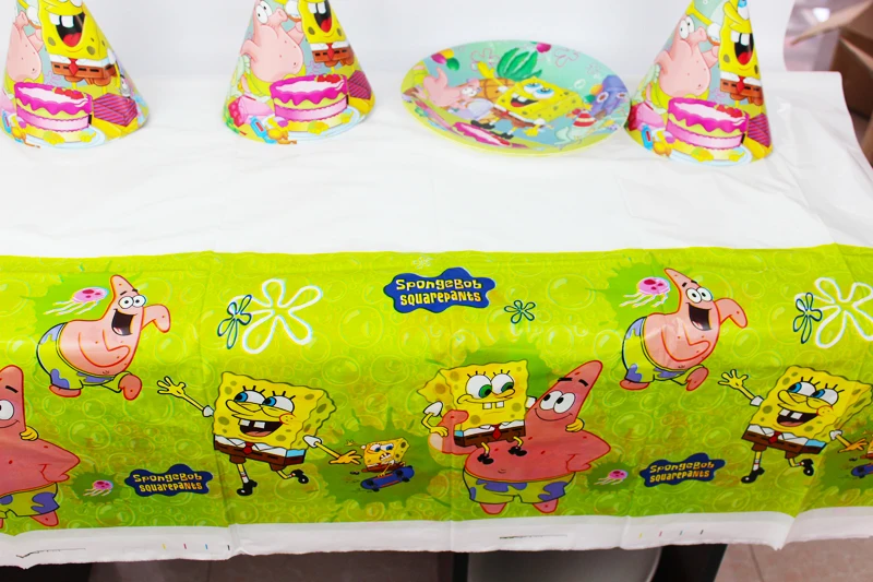День рождения украшения дети поставки сувениры Губка Боб тема Пластик Скатерти